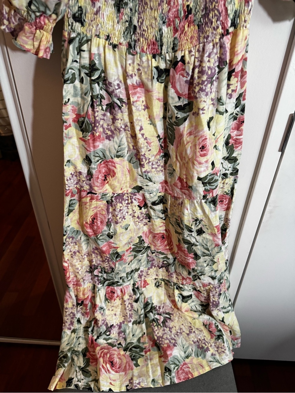 Faithfull the Brand Pink Floral Puff-Sleeve Midi Dress - Picture 4 of 6